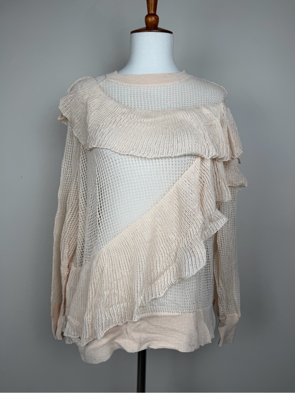 Wildfox Just Frilled Open Knit Sweater